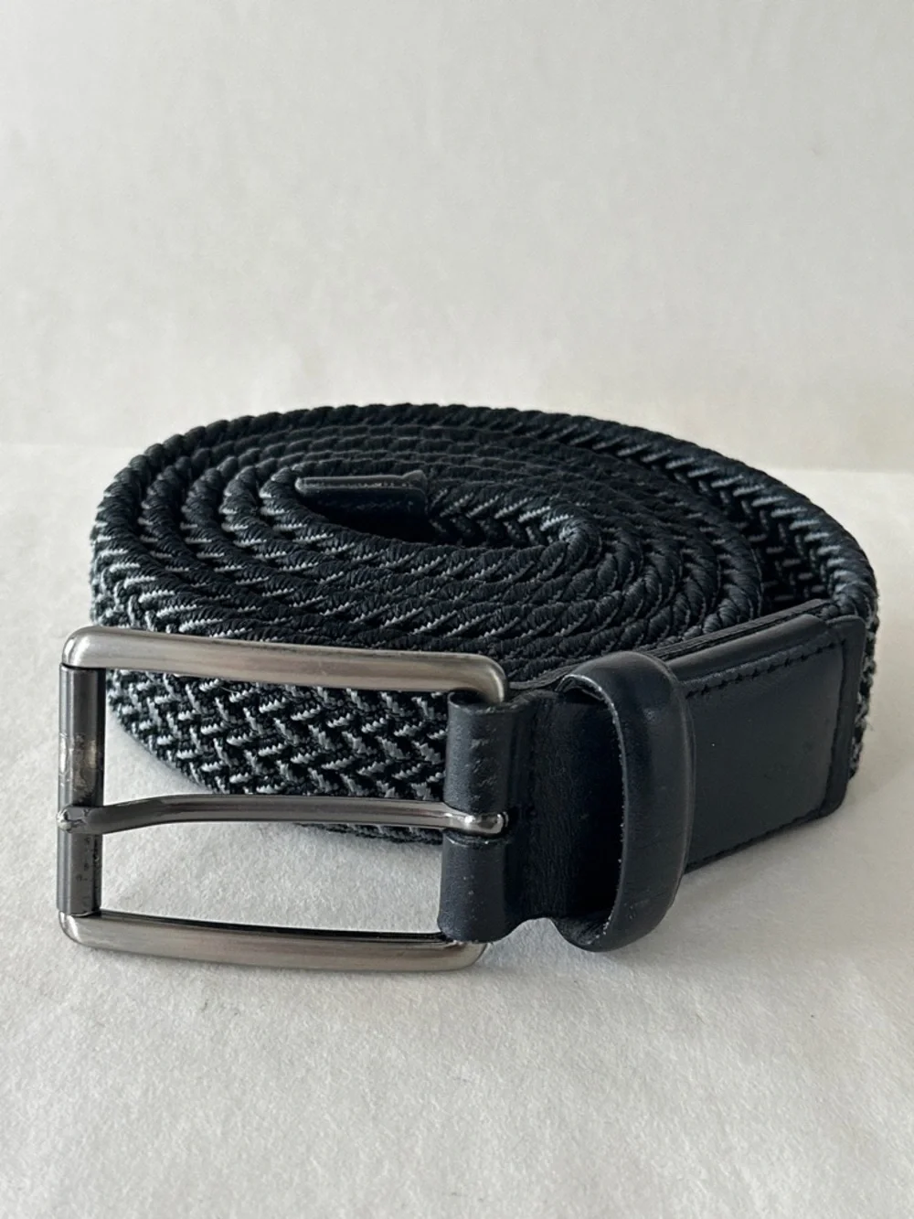 FULL GRAIN COWHIDE LEATHER BRAIDED COTTON STRETCH BELT 42